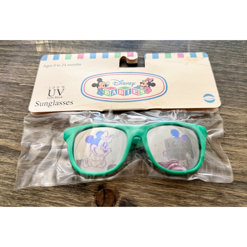 Disney Babies Sunglasses 0-24M New Vintage Green Minnie Mouse Mickey UV Block